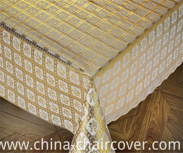 137 Cm Vinyl PVC Lace Crochet Table Cloth in Roll Gold/Silver Coated
